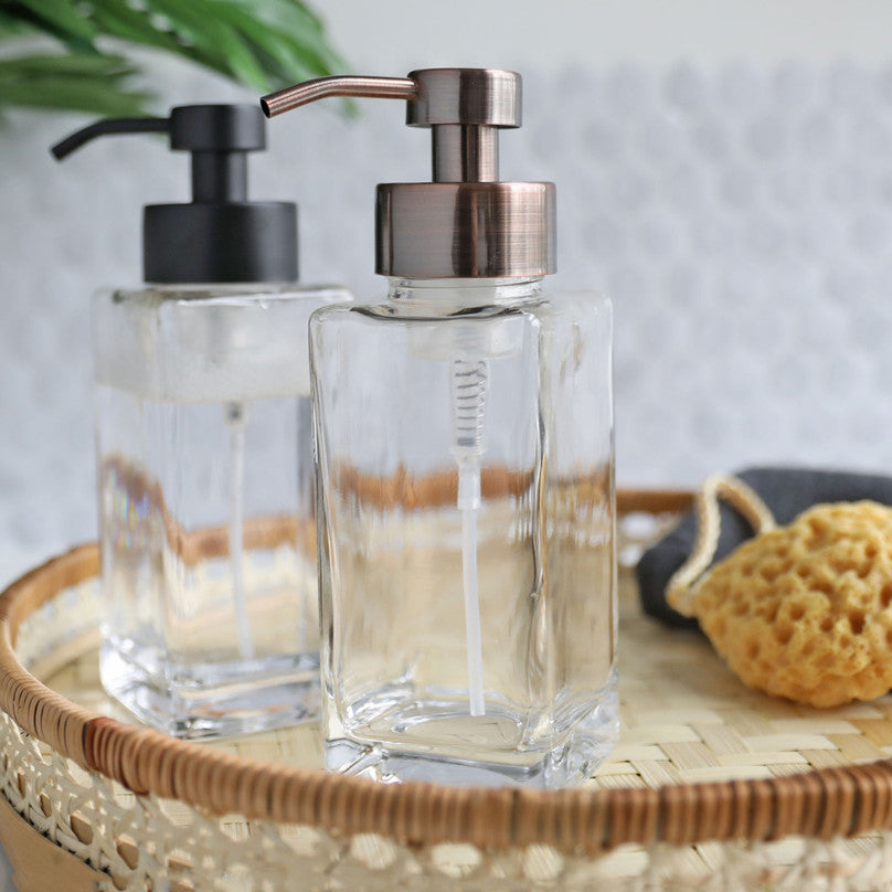 Square Glass Foaming Soap Dispenser